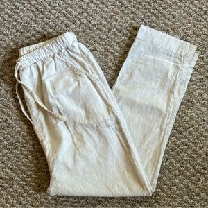 Free People rare cream linen boho embroidered pull on pants